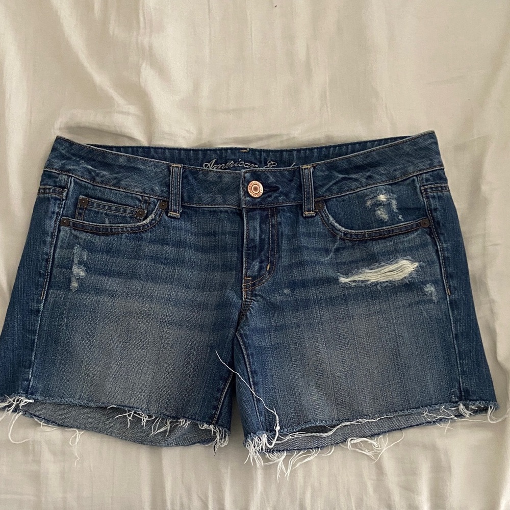 American Eagle Outfitters Blue Distressed Denim Cutoff Shorts